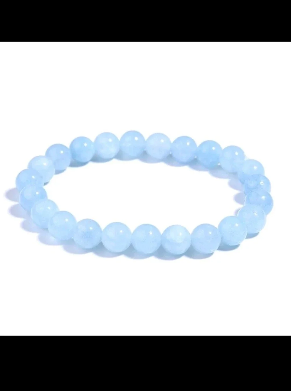 8mm 1pc Natural Aquamarine Beads Bracelet Women&men Blue stone RoundBead Braclet